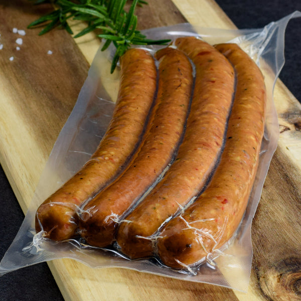 Organic winemaker's sausage with Silvaner and mountain cheese